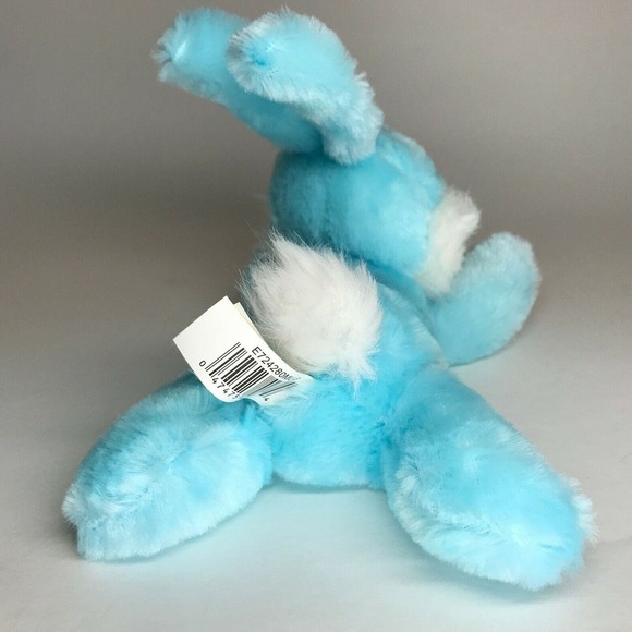 DanDee 8" Blue Easter Bunny Plush Rabbit, Jumping Sound, Pink Nose, Easter Gift - Picture 4 of 7